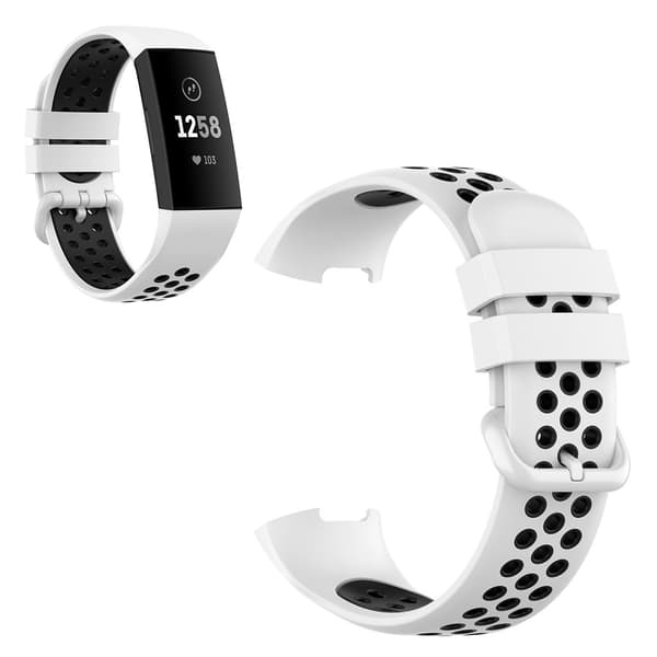 Fitbit Charge 3 / 4 tvåfärgad silikon klockarmband - vit / svart Vit