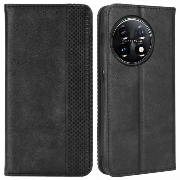 Bofink Vintage OnePlus 11 Nahkakotelo - Musta Black