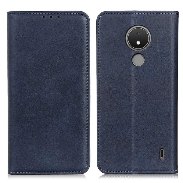 Nokia C21 flip etui i ægte læder med pung – Blå Blue