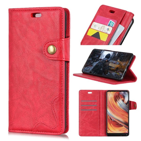 iPhone 9 Plus Villihevos Rakenne Synteetti Nahkainen Lompakko Suojakotelo - Punainen Red
