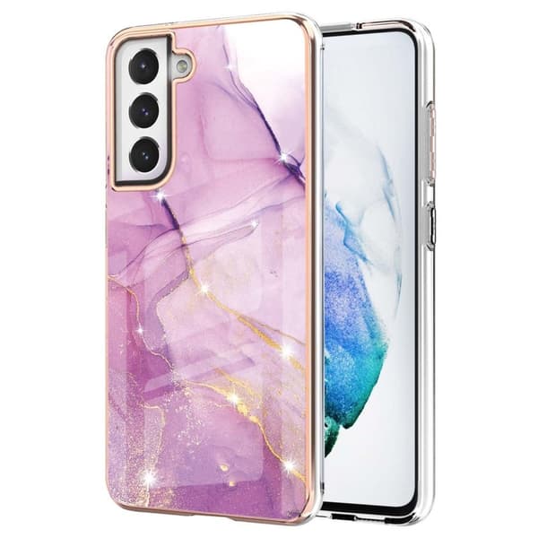 Marble Samsung Galaxy S21 FE Etui - Lyserød Marmor Haze Pink