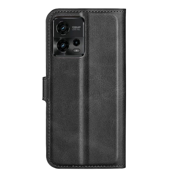 Hållbart konstläder Motorola Moto G72 fodral med plånbok - Svart Svart