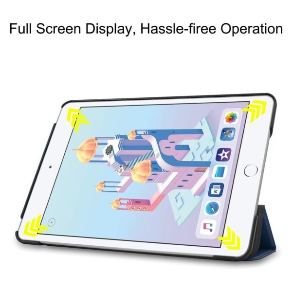iPad Mini (2019) tri-fold nahkainen suojakotelo - Tummansininen Blue