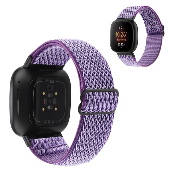 Fitbit Sense / Versa 3 nylon urrem med bølgemønster - Lilla Purple