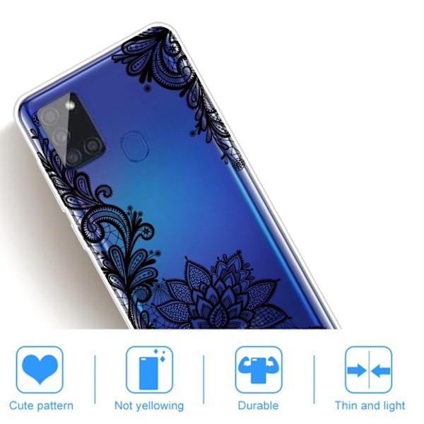 Deco Samsung Galaxy A21s skal - Spetsblomma Svart