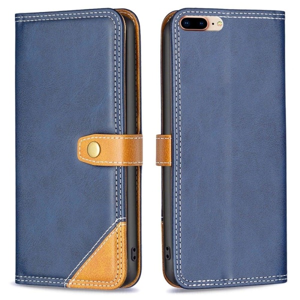 Binfen Two-color Nahkakotelo For iPhone 8 Plus / 7 Plus - Sinine Blue