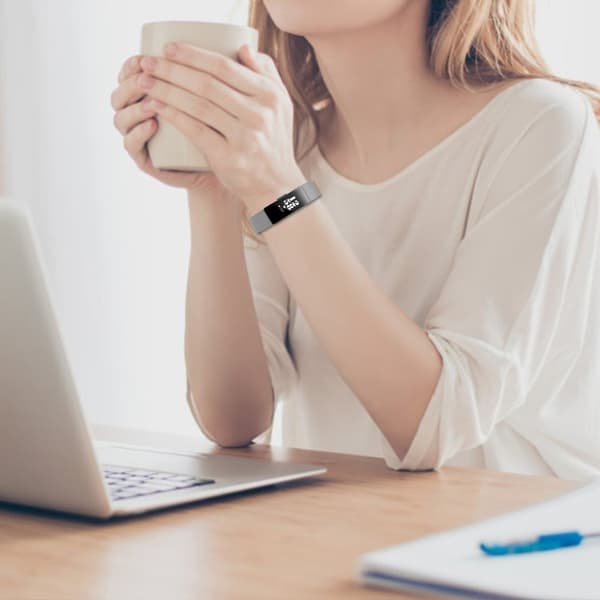 Fitbit Inspire / Inspire HR enkel urrem i ægte læder - Grå Silver grey