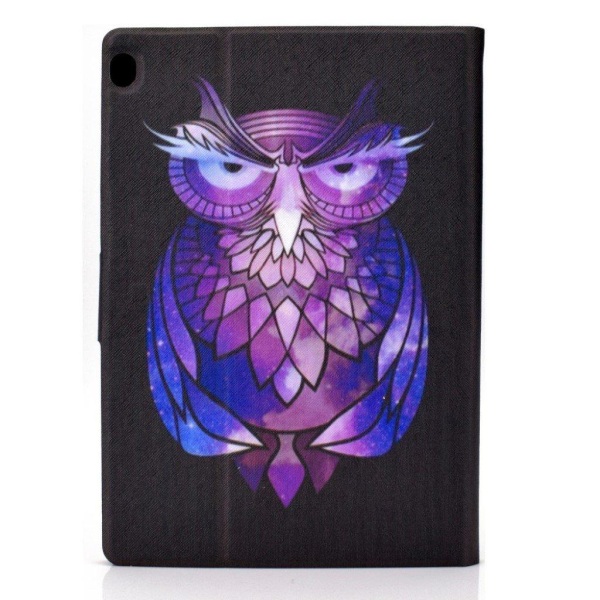 Lenovo Tab M10 pattern printing leather case - Purple Owl Lila