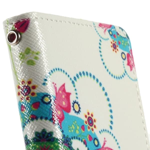 Moberg (Sommerfugle & Blå Blomst) Samsung Galaxy Alpha Læder Flip Etui Multicolor