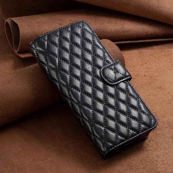 Rhombus mat Samsung Galaxy Z Fold3 5G flip taske - Sort Black