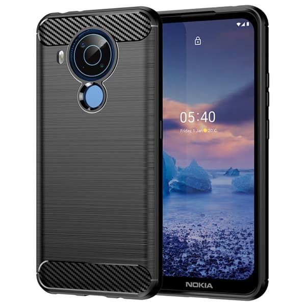 Carbon Flex Etui Nokia 5.4 - Svart Black