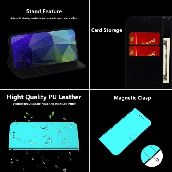 Mirror OnePlus 8T flip case - Cyan Green