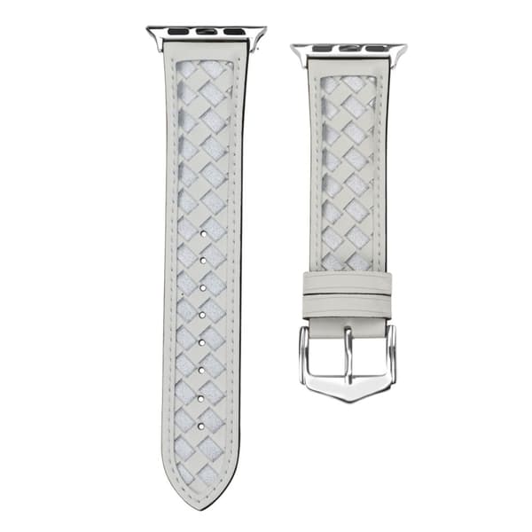 Apple Watch Series 8 (41mm) klockarmband i äkta läder i vävd stil - Vit / Silver Vit