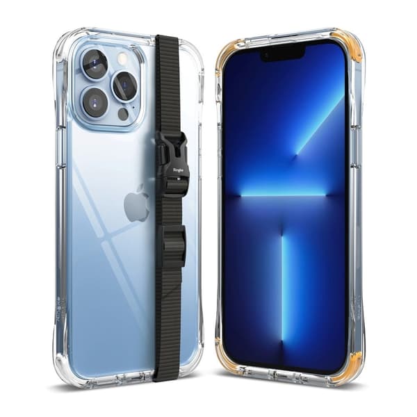 RINGKE FUSION og COMBO m BUCKLE STRAP - iPhone 13 Pro Max - White (+ Gul) Transparent