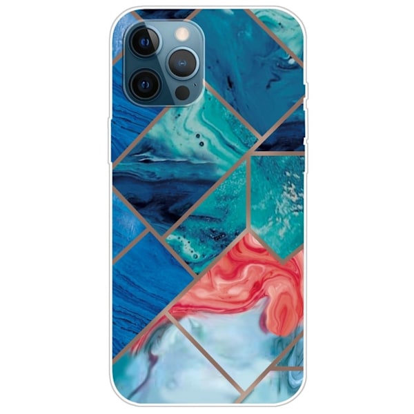 Marble design iPhone 14 Pro cover - Blå Og Orange Marmor Multicolor