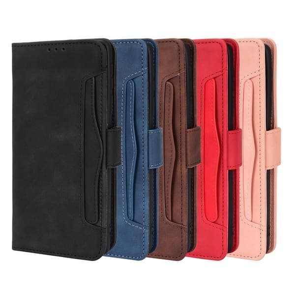 Stilfuldt Læder Etui med Pung til Motorola Edge X30 - Sort Black