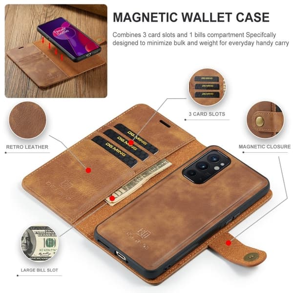 DG.Ming OnePlus 9RT 5G 2-in-1 Pung Etui - Brun Brown