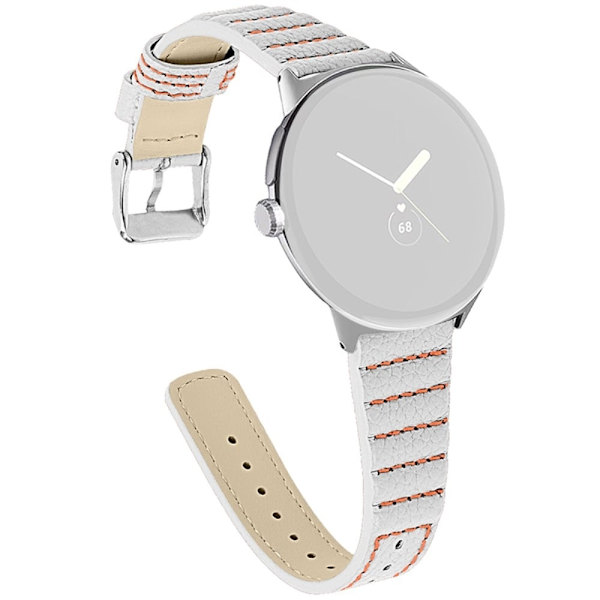 Google Pixel Watch wave-stil ekte lærrem - Hvit White