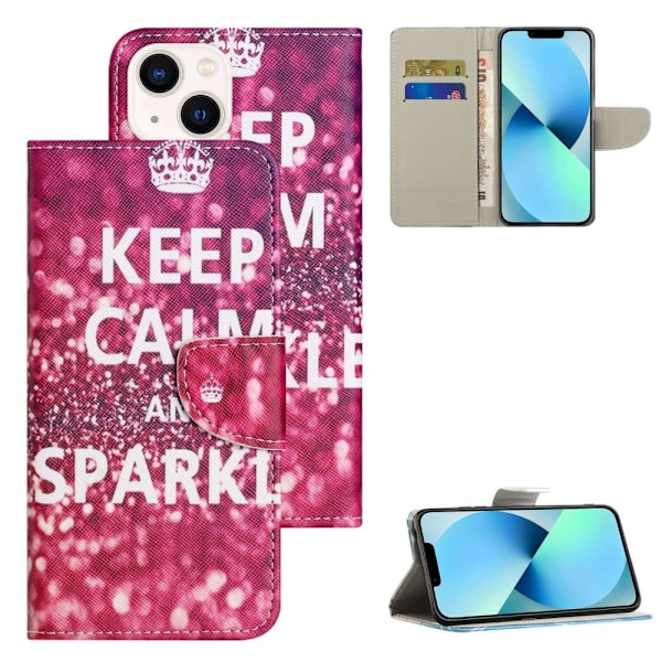 Wonderland iPhone 14 flip etui - Bevar Roen Og Glitr Red
