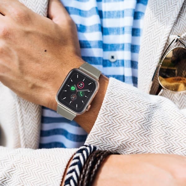 Apple Watch Series 5 / 4 40mm urrem i ægte læder - Grå Silver grey