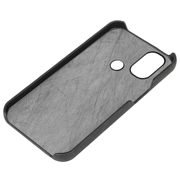 Stötsäkert läderfodral med oval kickstand för Motorola Moto E30 / E20 / E40 - Svart Svart