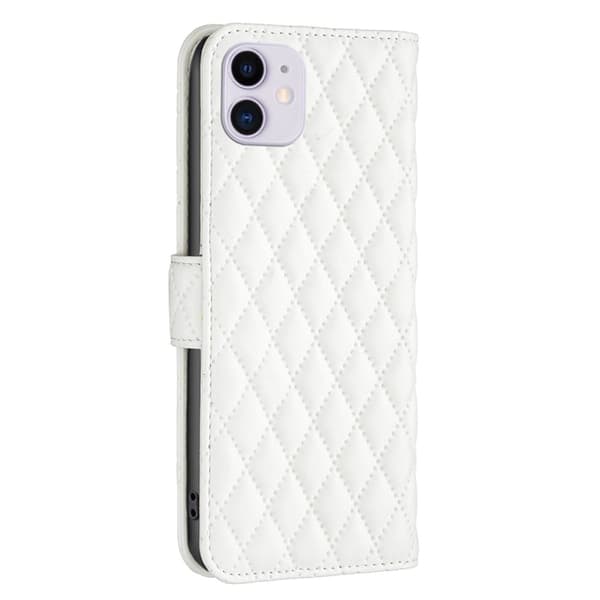 Rombuskuvioinen matta läppäkotelo iPhone 11 - Valkoinen White