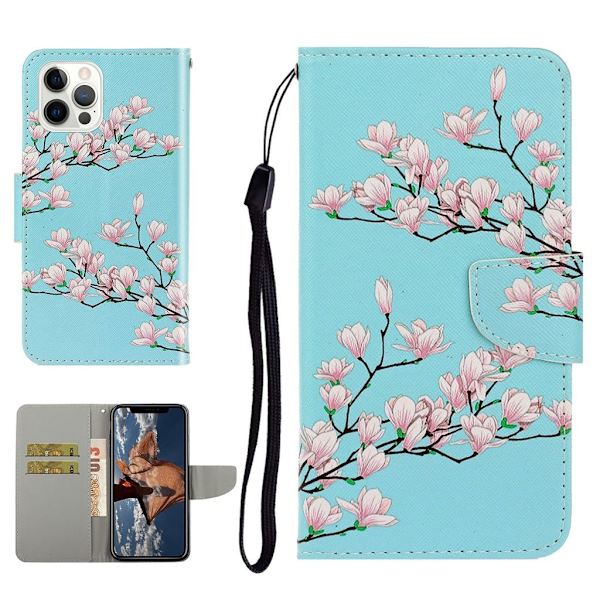 Wonderland iPhone 13 Pro flip etui - Pink Blomst Multicolor
