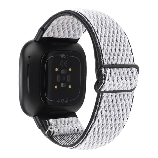 Fitbit Sense 2 / Versa 4 klockarmband i elastisk nylon - Svart / Vit Vit