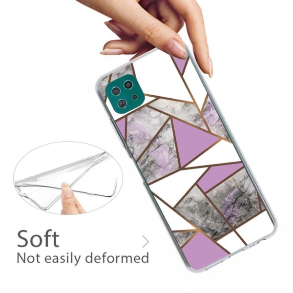 Marble Samsung Galaxy A22 5G Suojakotelo - Violetti / Valkoinen / Harmaa Marble Multicolor