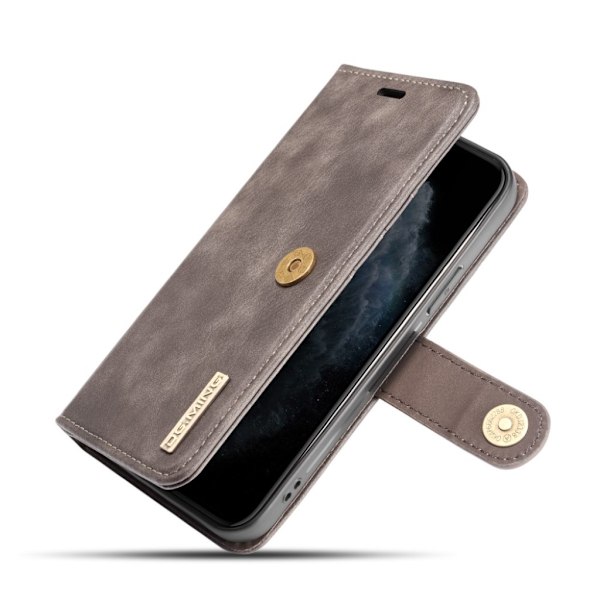 DG.MING iPhone 12 Pro / iPhone 12 2-in-1 lompakkokotelo - Harmaa Silver grey