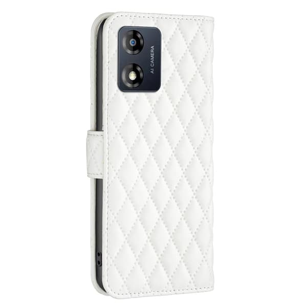 Rhombus mat Motorola Moto E13 flip etui - Hvid White
