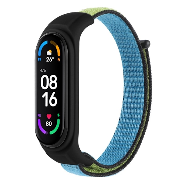 Xiaomi Mi Band 7 / 6 / 5 nylonkellohihna silikonisuojuksella - Lime Green