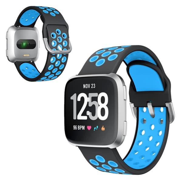 Fitbit Versa / Versa 2 siisti silikoninen kellonauha - Musta / Sininen Blue