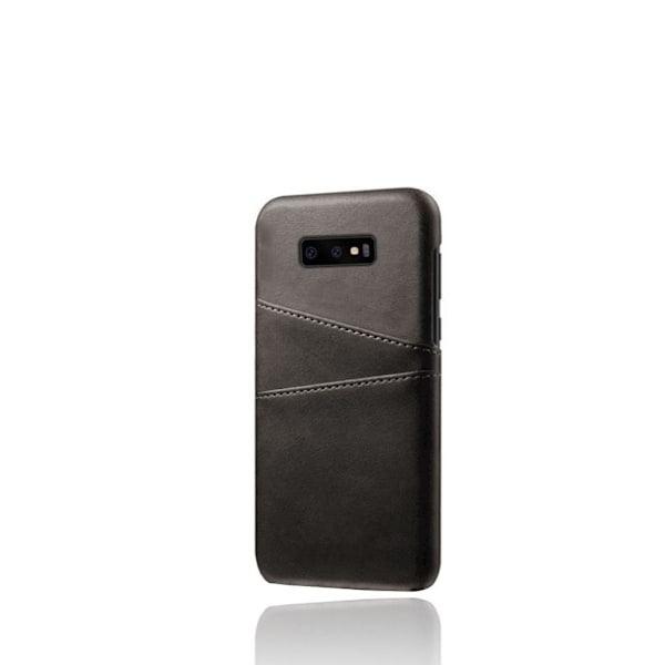 Samsung Galaxy S10e dobbelt kortholder læderetui - Sort Black