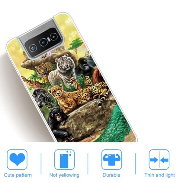 Deco Asus Zenfone 7 Pro Etui - Dyr Kingdom Green