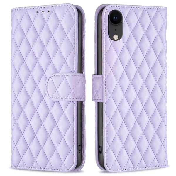 Rhombus mat iPhone Xr flip etui - Lilla Purple