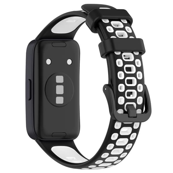 Huawei Band 8 tofarget silikonrem - Svart / Hvit Black