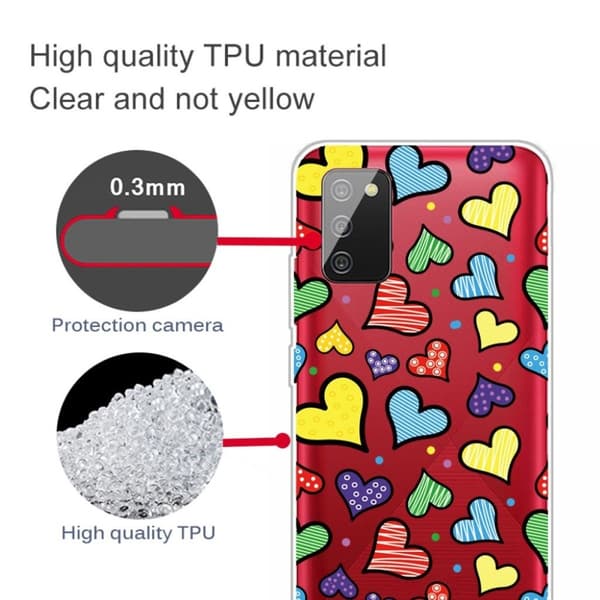 Deco Samsung Galaxy A03s Suojakotelo - Hearts Multicolor