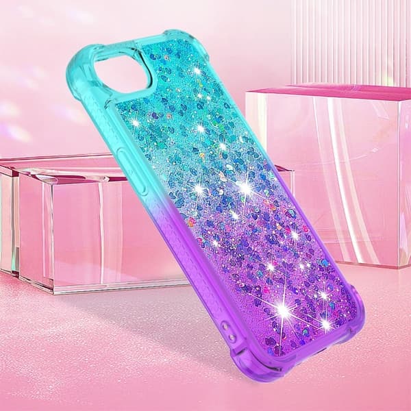 iPhone 16e Flexible Case Gradient Quicksand telefonbagcover - Himmelblå + Lilla Purple