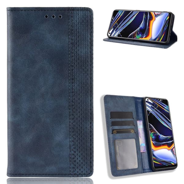 Bofink Vintage Realme 7 Pro Lær Etui - Blå Blue
