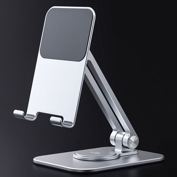 Universal drejelig aluminiumsstander til telefon og tablet - Mørkegrå Silver grey