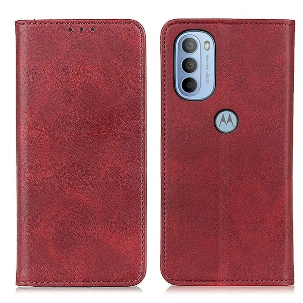 Lompakko-style Aitoa Nahkaa Läppäkotelo For Motorola Moto G41 / G31 - Punainen Red