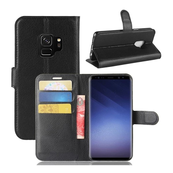 Samsung Galaxy S9 Läckert enfärgat läder fodral - Svart Svart