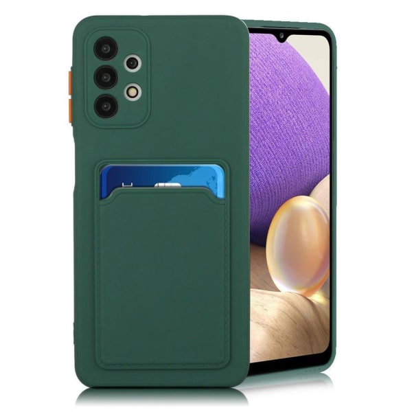 Card Holder Suojakuori For Samsung Galaxy A32 - Tummanvihreä Green