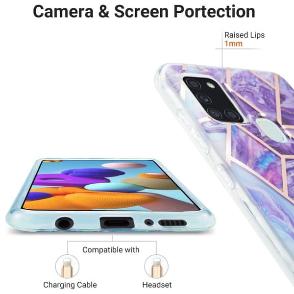 Marble Samsung Galaxy A21s Etui - Lilla Purple