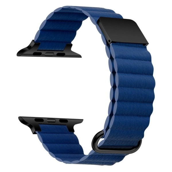 Apple Watch Series 8 (41mm) urrem i ægte læder med litchi-tekstu Blue