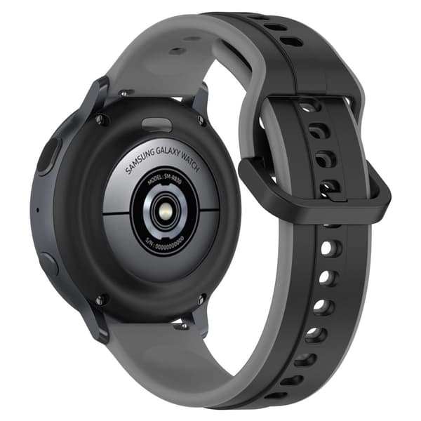 22mm Universal kaksivärinen silikonihihna - Musta / Harmaa Silver grey