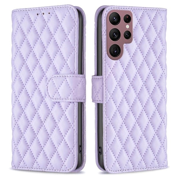 Rombuskuvioinen matta läppäkotelo Samsung Galaxy S22 Ultra - Violetti Purple