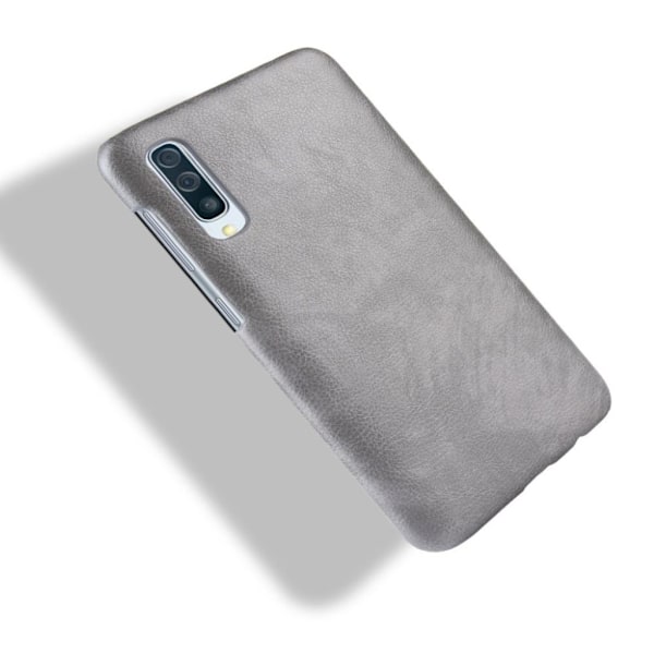 Samsung Galaxy A70 litchi coated fodral - Grå Silvergrå