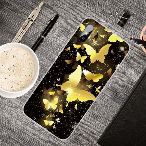 Deco Xiaomi Redmi 9A skal - Guldfärgade Fjärilar Guld
